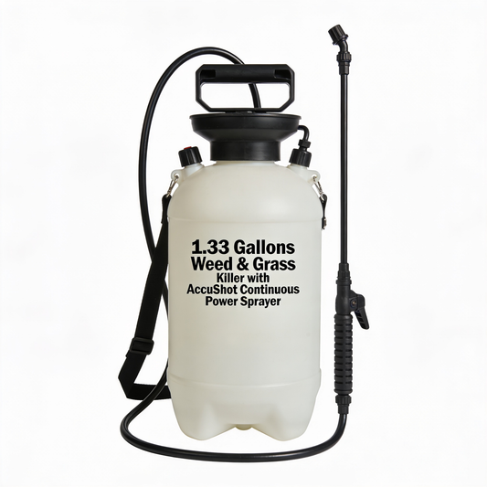 SherylGarden Weed & Grass Killer, 1.33 Gallons, With AccuShot Continuous Power Sprayer Kills Broadleaf Weeds and Grasses Down to the Root, Rainproof in 15 Minutes with Visible Results in 3 Hours